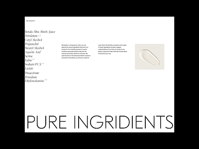 Pure Ingredients Issue 01 cosmetics design desktop e commerce ecommerce ingredients layout minimal productpage responsive typography ui ux uxui