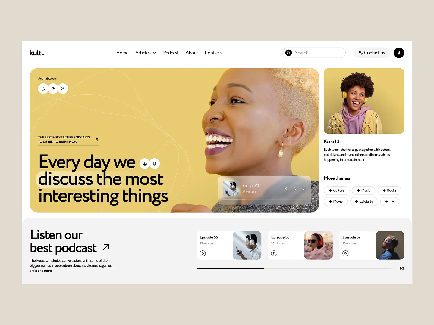 Engaging Radio Website Design: Kult Podcast Platform