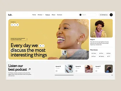 Kult. - Podcast Platform Landing Page UI audio best podcast conversation design homepage inspiration interview landing page live podcast radio saas spotify saas startup streaming streaming app streaming platform ui ux web design website