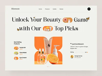 Beauty Products Website Design : Landing Page / Web Header beauty beauty products cosmetic design header hossain mahmud mahi landing landing page shop skin care ui web design web headder web header web ui website