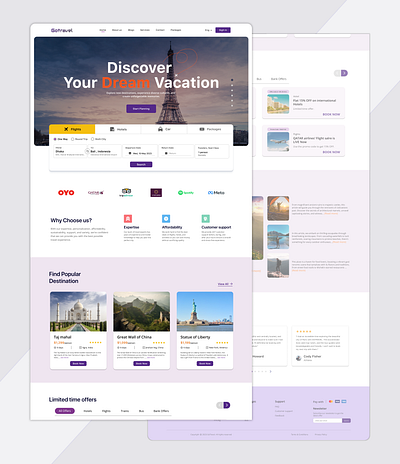 GoTravel : Travel Landing page figma landing page latest travel ui ux web design