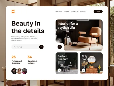 Interior Service Company architecture busines clean design interior interior service interrior design landing page landingpage portfolio project service company ui ui design uxui web web design web platform website website design