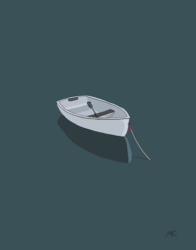 Dinghy artwork coastal dinghy illustration maine rowboat