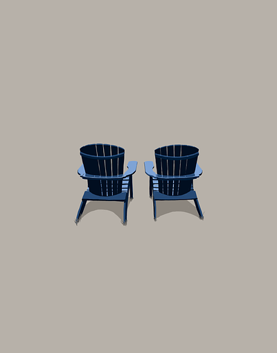 Overlook adirondack chairs design drawing illustration