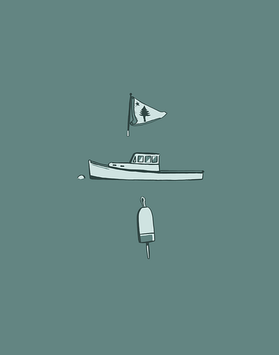 Maine things boat buoy coastal design drawing flag illustration maine