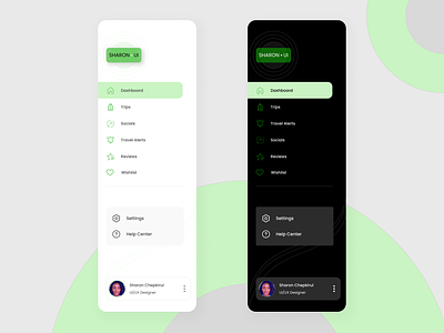 Sidebar Mobile App UI Design 3d app clean ui dark theme dashboard design figma graphic design light them mobile app mobile app ui design navigation product design sidebar design sidebar menu sidebar navigation typography ui ux web app