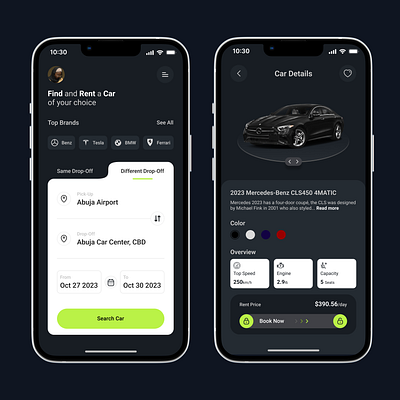 Car Rental App graphic design mobile app ui