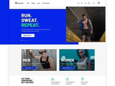 Kewlioo Fitness Website | E-commerce blue e shop ecommerce fitness shop ui ui design web design website website design