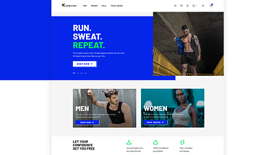Kewlioo Fitness Website | E-commerce blue e shop ecommerce fitness shop ui ui design web design website website design