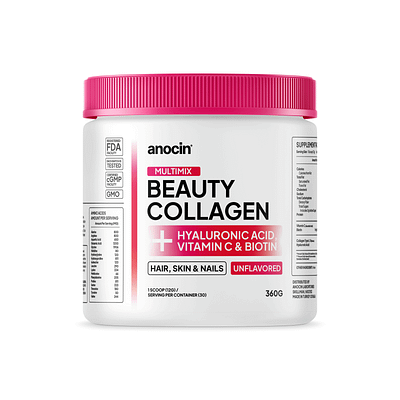 Anocin© Beauty Collagen / Supplement Label Design box design branding design graphic design label medical design packaging packaging design product design supplement supplement design typography