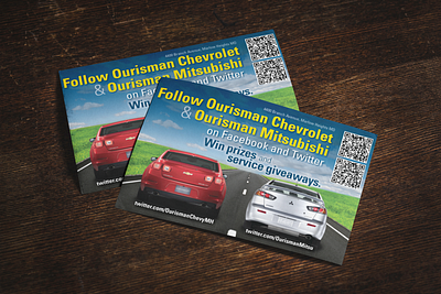 Ourisman Chevrolet & Mitsubishi Postcards adobe indesign adobe photoshop branding graphic design marketing postcard