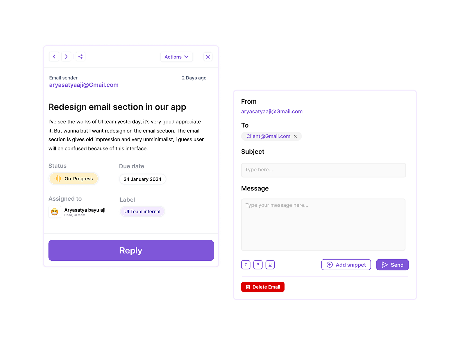 UI Component for mail by UI_Arya on Dribbble