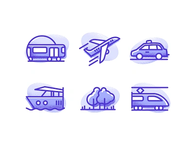 Thansport icons set airplane car city design forest grain icons identity illustration ship sign subway train transport underground vector visual identity