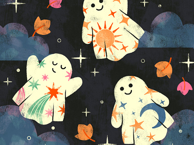 ‧₊˚ ☁️⋅♡⋅☾⋅☁️ ˚₊‧ A little ghost's dream ‧₊˚ ☁️⋅♡⋅☾⋅☁️ ˚₊‧ autumn cute design digital digital illustration fall ghost ghosts illustration peachtober peachtober23 robin sheldon
