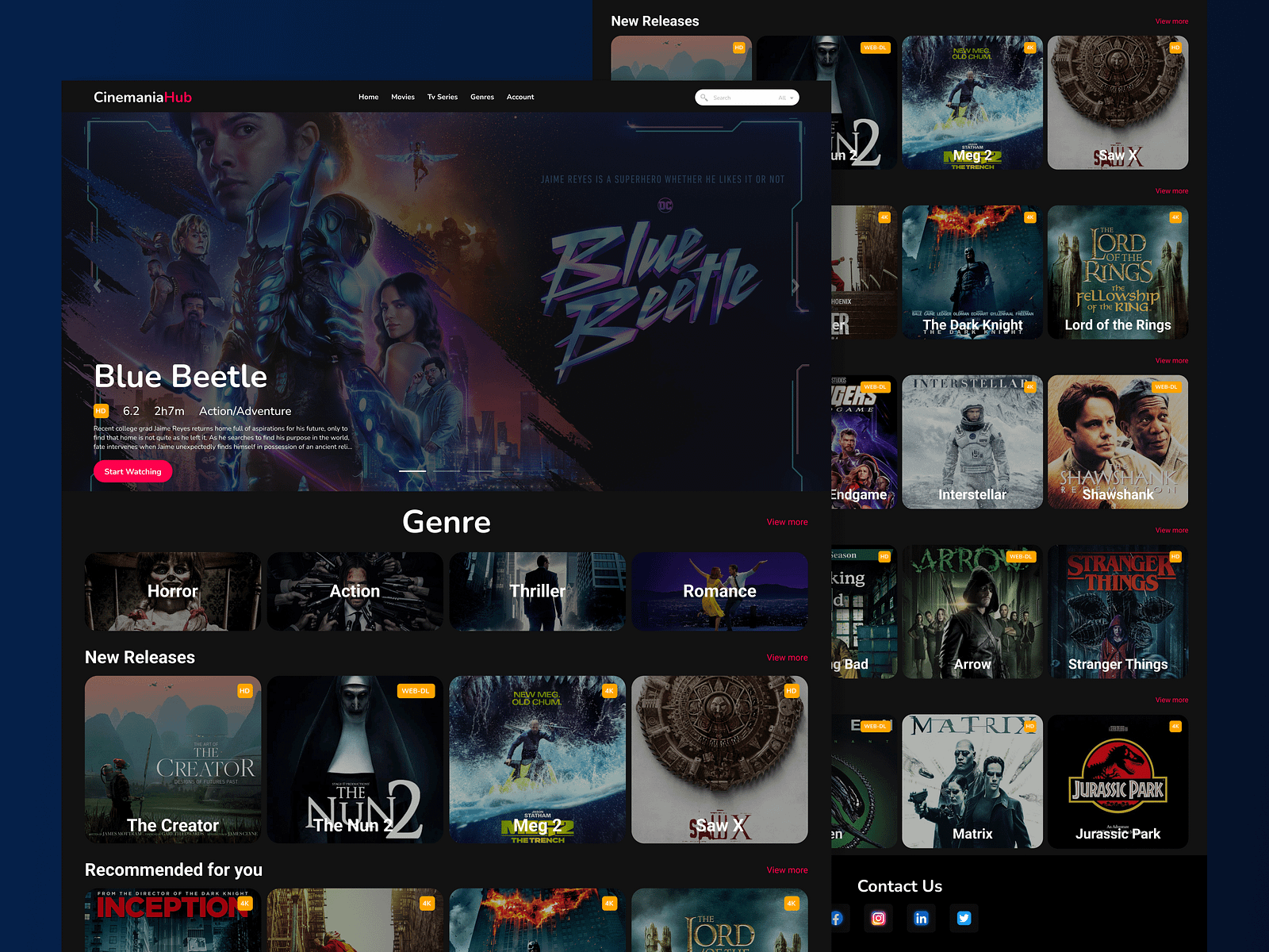 CinemaniaHub - Movies, Tv Series Landing Page Hero Section by Md ...