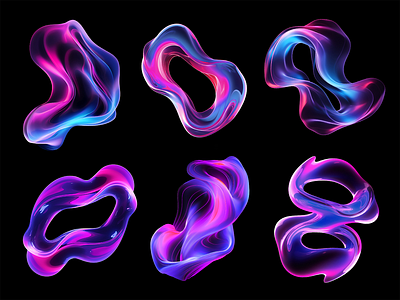 Colorful glowing abstract liquid shapes 3d abstract ai generated assets colorful fluid forms glowing gradient graphic design isolated liquid magical neon png shapes translucent vibrant