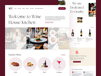 Wine House Kitchen - Redesign branding cocktail cooking design eating fish food home page landing page menu order reservation restaurant steak ui web wine