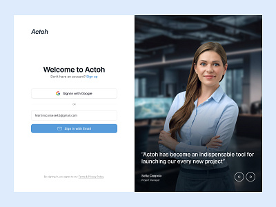 Sign up - Actoh clean create account dashboard design designer graphic design hero landing page log in onboarding sign in sign up simple ui uidesign ux uxdesign web app web design website