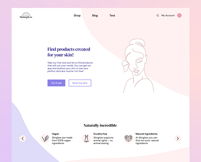 Skincare AI ecommerce Landing Page aesthetic landing page ai ai skincare ai skincare web app augmented reality beautiful design branding ecommerce illustration landing page logo product design skin scanner stunning design ui ux web app web design