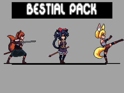 Bestial Anime Characters Pixel Art Sprite Pack 2d art asset assets character fantasy game game assets gamedev illustration indie indie game pixel pixelart pixelated rpg sprite sprites spritesheet spritesheets