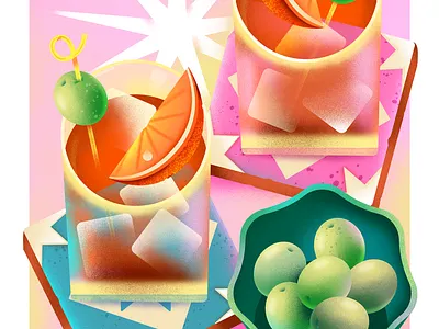 Vermouth cocktail food food illustration illustration olives print vermouth