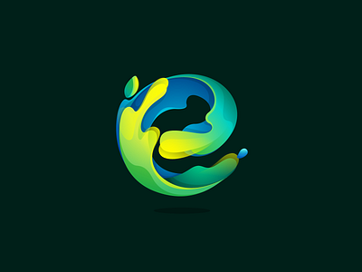 E letter circle design dew e eco foliage gradient icon leaf letter logo mark water