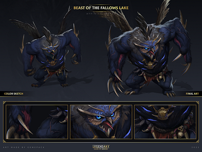 Beast of The Fallows Lake 2d art beast cgi character character concept character design concept concept art digital 2d digital art fantasy game game art game of heroes gamepack illustration legendary mobile games