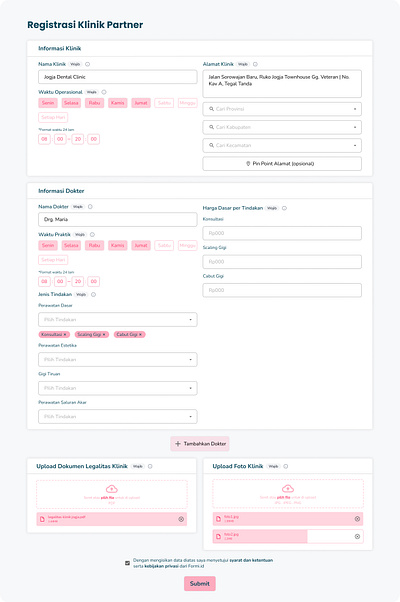 Clinic Partner Registration Desktop Page app desktop graphic design sign up ui ux