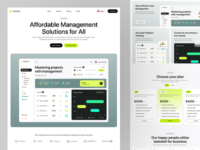 Project Management Dashboard Website app branding chart clean design fireart landing logo product ui ux website