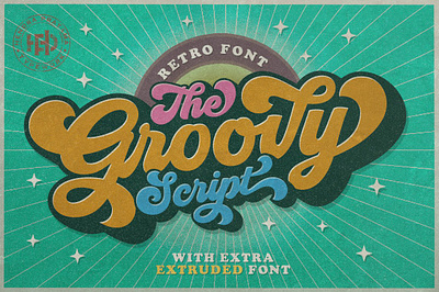 Groovy - Retro Font 60s baseball bold calligraphy font lettering retro softball sport sporty vintage wedding