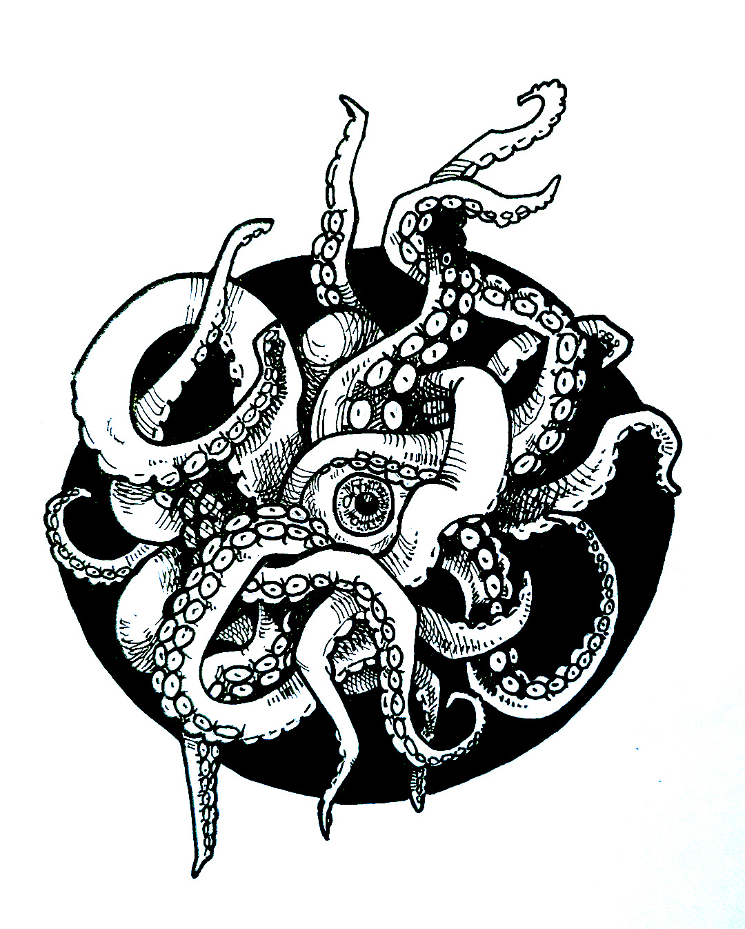 Oculus Tentacularis 2d artwork black and white digital art illustration psychedelic