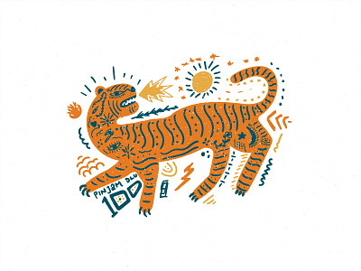Pinjam dulu 100... boho cartoon graphic design illlustration mammal tiger vintage