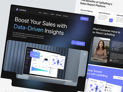 UpSelling - Sales Report Landing Page analytics analytics website chart analytics customer e commerce analytics marketplace analytics marketplace sales point of sales product analytics product order product orders product sales purchasing report saas sales sales management sales monitoring sales report store insight
