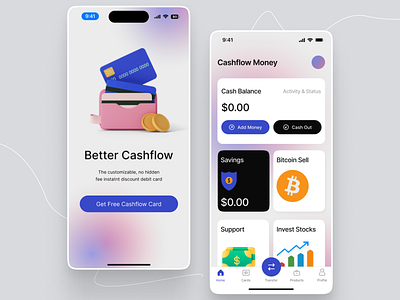 Cashflow - Digital Banking Mobile App app app design bank banking finance finance app finance mobile app fintech app gradient mobile mobile banking mobile design trends uiux user interface