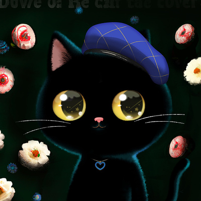 #cat palette 006🎨 blackcat catillustration catmodel catportrait character cute digitalart doodle flower nft pfps photoshop