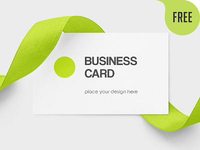 Free Business Card with Ribbon Mockup business business card card free freebie gift invitation invite logo message mockup paper postcard ribbon silk wedding