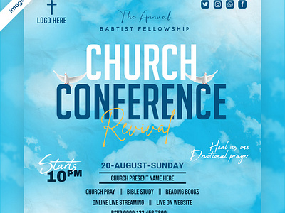 Church Conference Sunday Service Flyer andinstagram Social Media chrismas post chuch poster conference cover post flyer social template worship poster