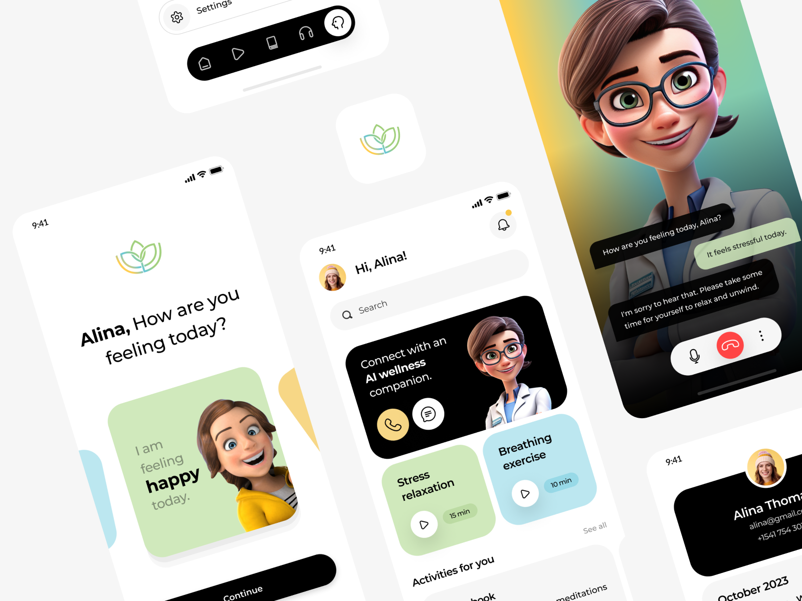 Calmfy - Mental Wellness App ai ai app app design ios app medical app mental wellness app mobile app mobile app design selfcare app ui design ux design