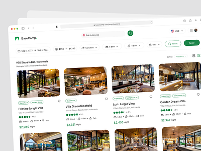 BaseCamp - Accommodations Booking Web Page accomodations airbnb book booking booking page framer homepage homestays hotel booking journey landing page real estate reservation web travel trip vacation villa web design webflow website