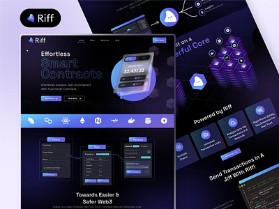 Riff - Smart Contract SaaS Platform 3d animation bestdesign blockchain branding dapps digitaldesign graphic design innovativeglance landingpage landingpagedesign productdesign riff smartcontractdesign smartcontracts trendingdesign ui uiux uiuxdesign webdesign