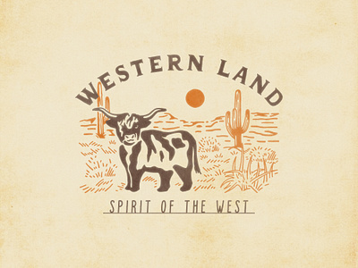 Western Lnad apparel branding cactus cow cowboy rodeo texture tshirt design vintage design western