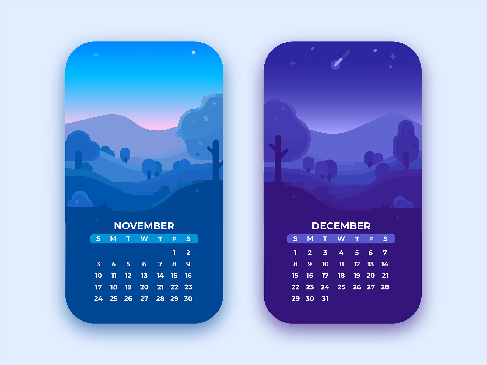 Calendar Card Designs by Alisher Isagaliev on Dribbble