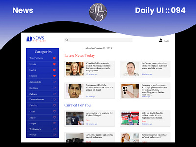 News Daily UI 094 094 branding categories curated for you daily ui design graphic design infos journal logo newpaper news serach ui ux webdesign website