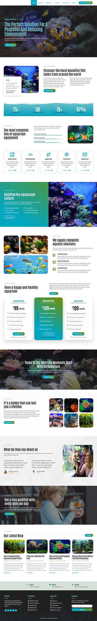 Fish Aquarium & Aquascape Service Website aquascape deisgner design development elementor pro elementor website fish aquarium landing page professional responsive service ui web web design website website design wordpress wordpress elementor wordpress landing wordpress website