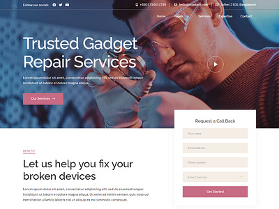 Gadget Repair Services Website agency app design elementor elementor pro elementor website gadget gadget repair landing page page design professional responsive ui web design website website design wordpress wordpress elementor wordpress landing wordpress website