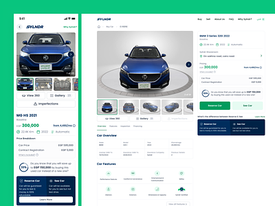 Sylndr Car Profile app cars design product product design ui uiux ux uxui