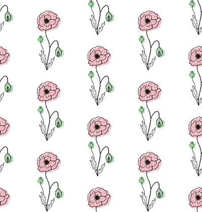 Poppy pattern botanical