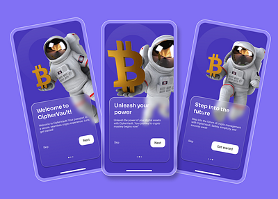 Crypto onboarding screen 3d animation app design beutiful ui branding crypto onboarding screen graphic design motion graphics ui