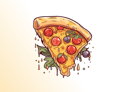 Pizza vector art with tomatos and some spycy art graphic design modern onion pizza slice tomatos ui vector vintage