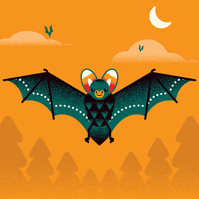 Bat bat bats branding cloud design flat graphic design halloween icon illustration illustrator spooky trees vector wings